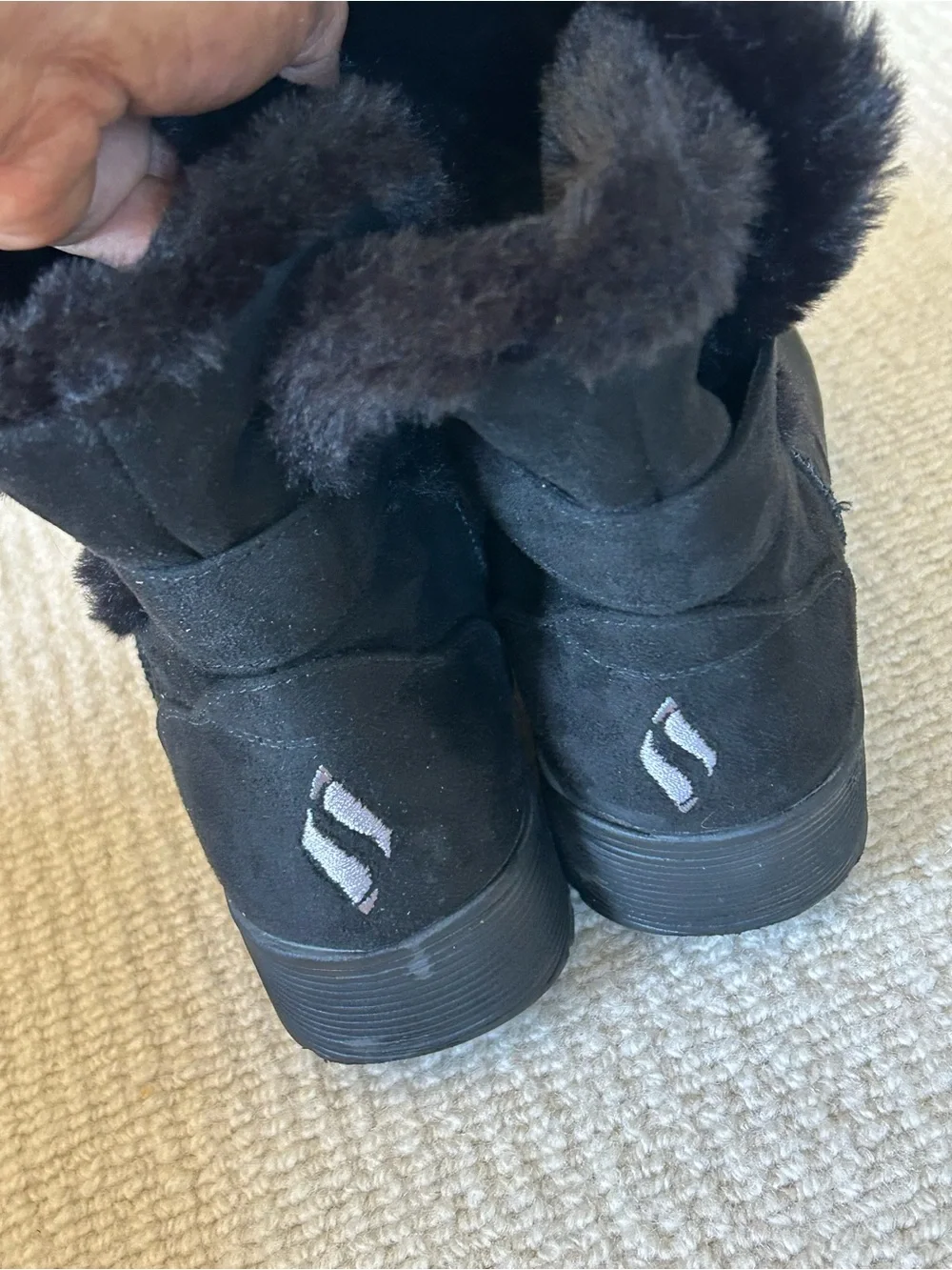 Skechers Black Faux Fur Trim Kids Winter Boots